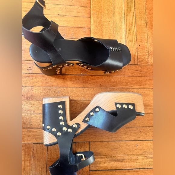Free people Cecily Cecelia clog black leather stud heel - Picture 5 of 6